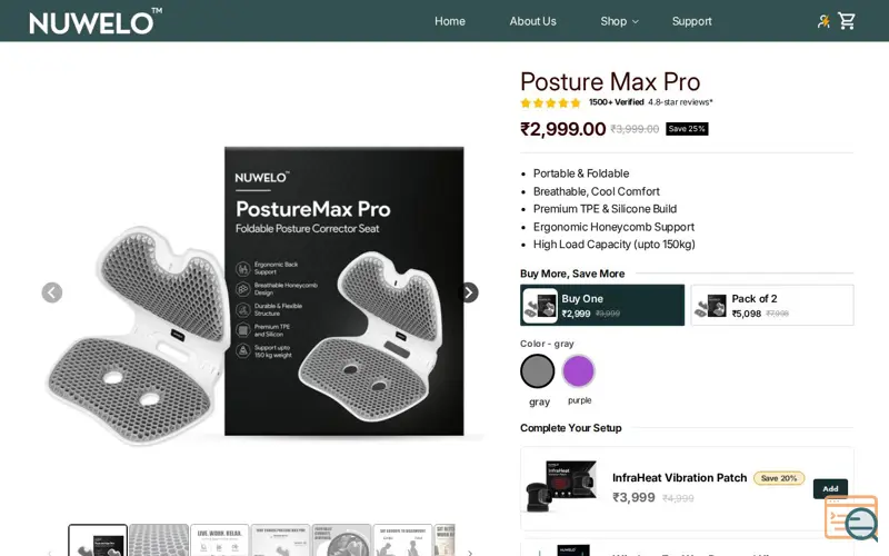 Screenshot of Nuwelo, a launch using Rex: Personalized Upsell
