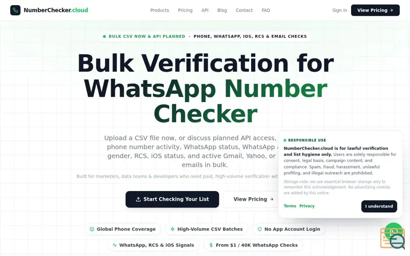 Screenshot of NumberChecker