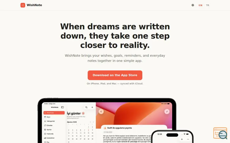 Screenshot of WishNote