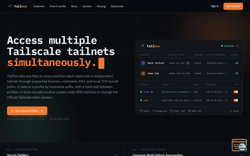 Screenshot of TailMux