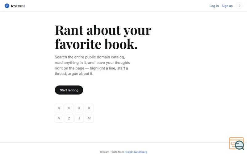 Screenshot of textrant