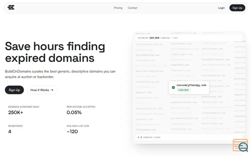 Screenshot of BuildOnDomains