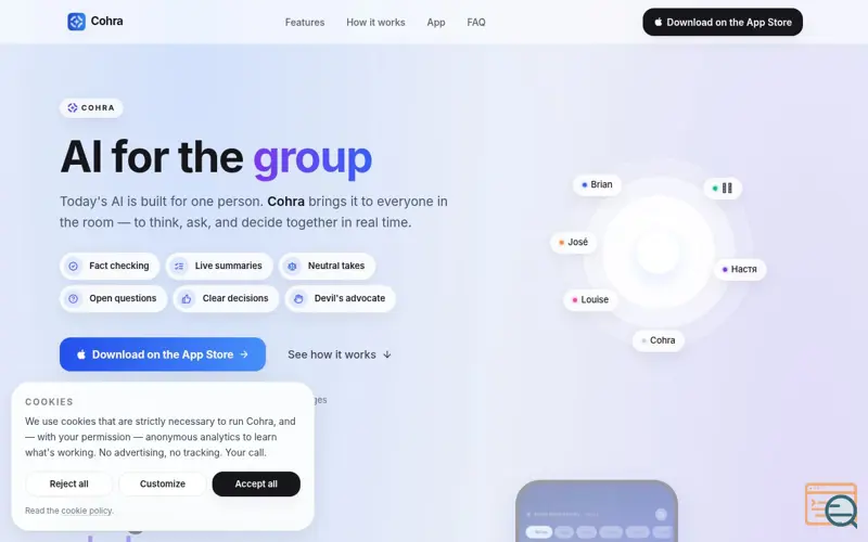Screenshot of Cohra - AI for Real Group Conversations