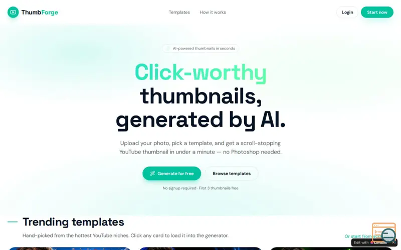 Screenshot of AI Youtube Thumbnail Maker