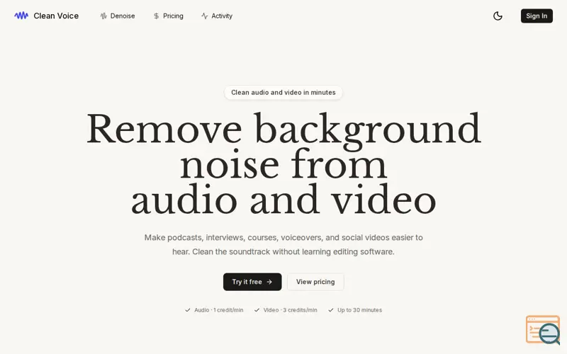 Screenshot of Remove Background Noise from Audio & Video | Clean Voice, a launch using Lovable App