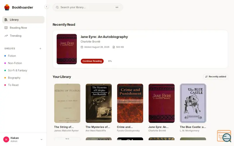 Screenshot of Bookhoarder