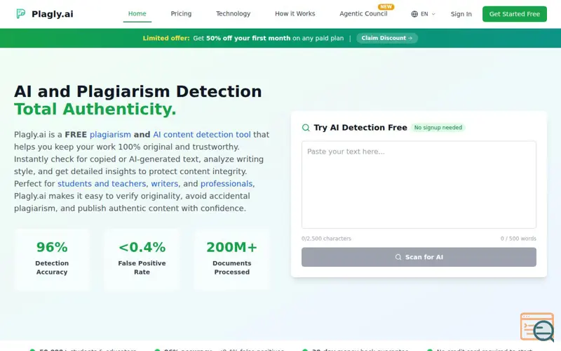 Screenshot of Plagly.ai