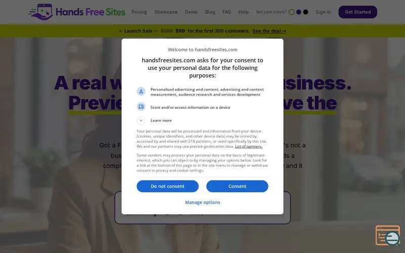 Screenshot of Hands Free Sites - Real Websites with AI