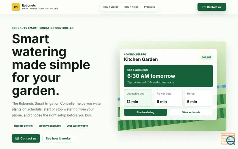 Screenshot of Robonuts Smart Irrigation Controller