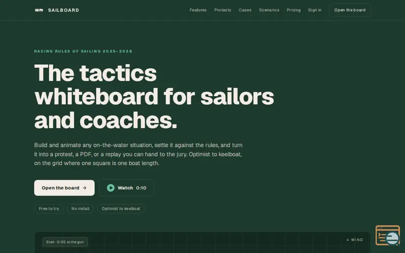 Screenshot of SailBoard