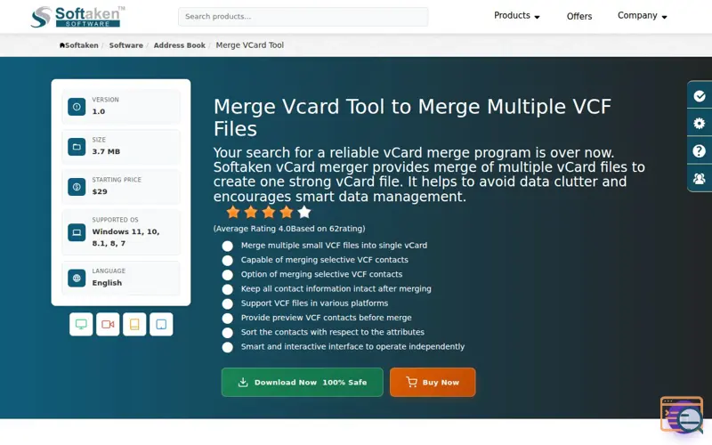 Screenshot of Softaken Merge vCard 