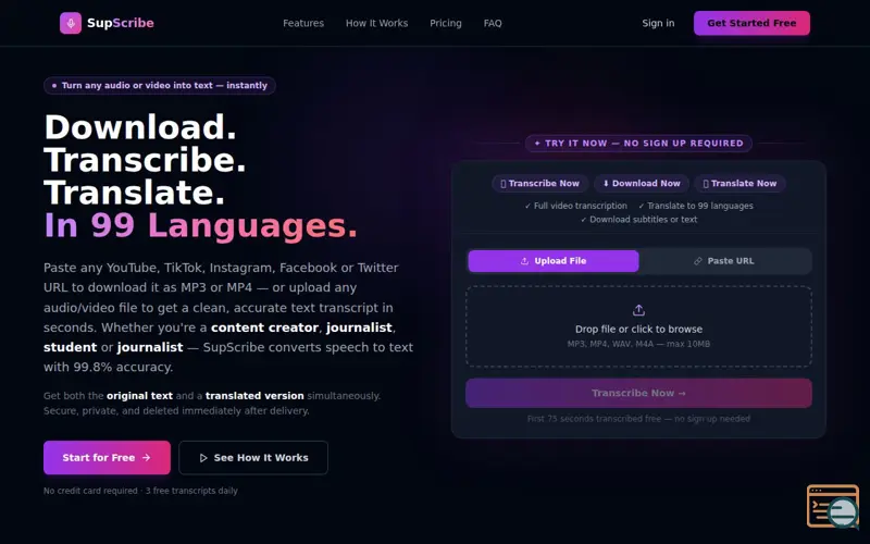 Screenshot of SupScribe