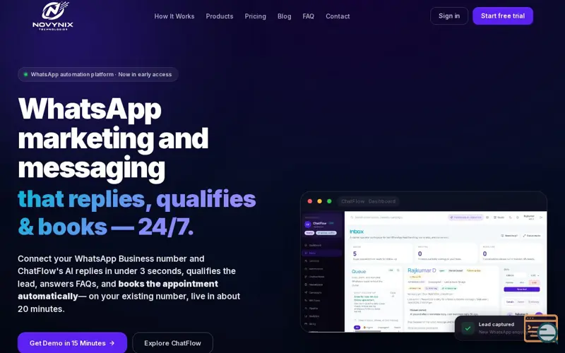 Screenshot of ChatFlow by Novynix