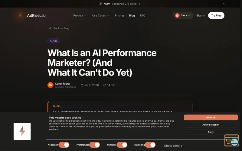 Screenshot of AdRiseLab