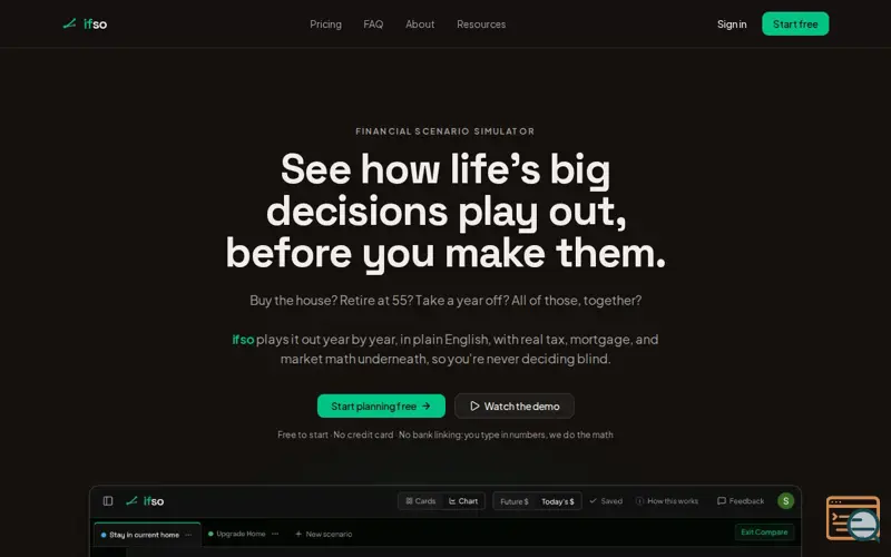 Screenshot of ifso: a financial simulator for life's big money decisions