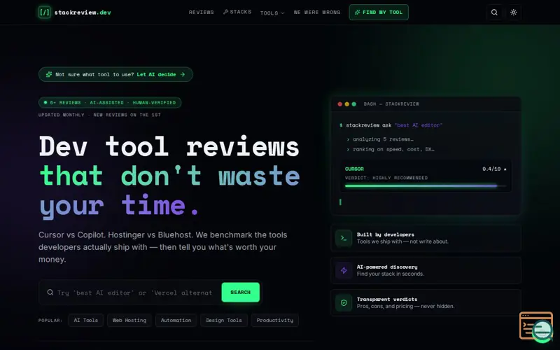 Screenshot of stackreview.dev