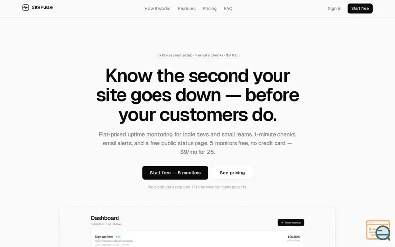 Screenshot of SitePulse