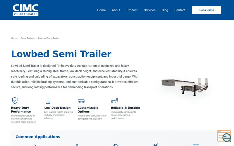 Screenshot of CIMC VEHICLES SALES CO.,LTD