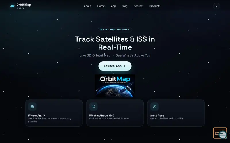 Screenshot of OrbitMap — Live ISS & Satellite Tracker | Real-Time 3D Orbital Map