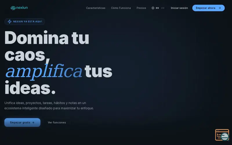 Screenshot of Nexiun - Productividad y Organización, a launch using NOWPayments