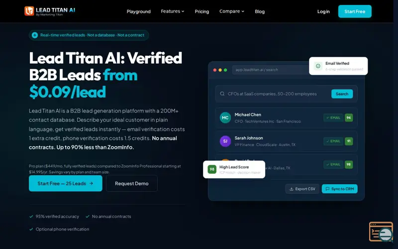 Screenshot of Lead Titan AI