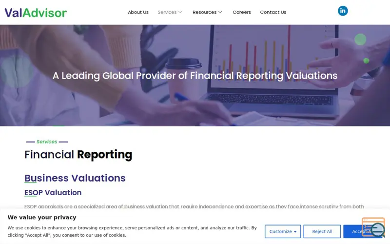 Screenshot of Financial Reporting