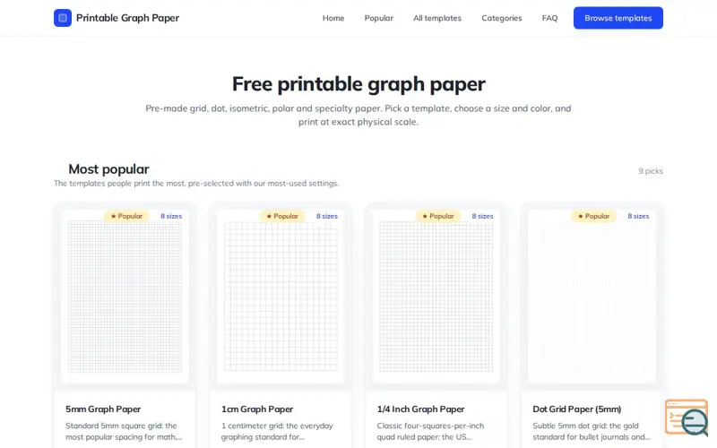 Screenshot of Printablegraphpaper