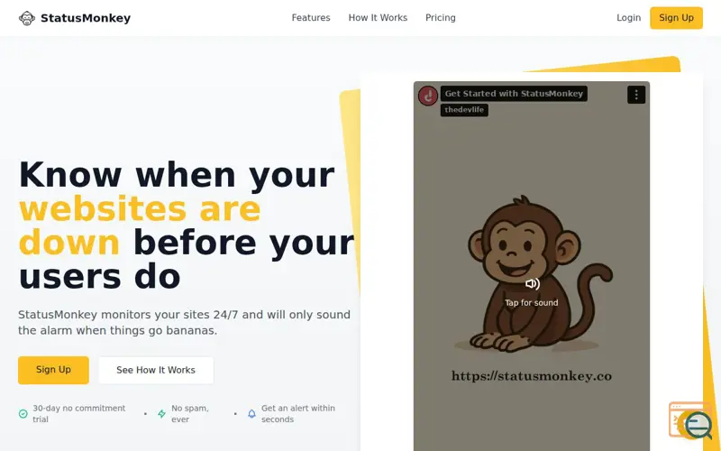 Screenshot of Status Monkey
