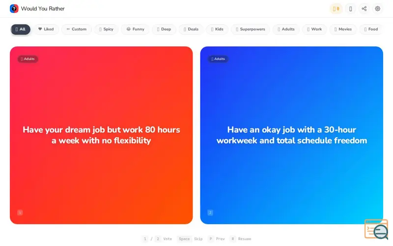 Screenshot of Would You Rather
