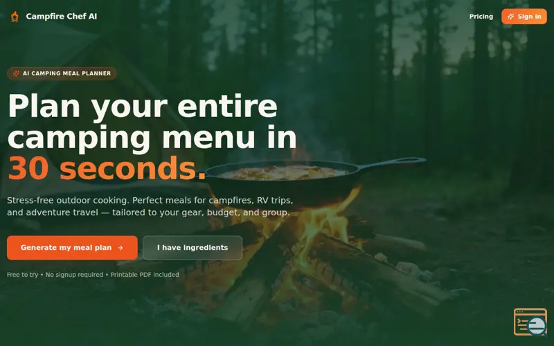 Screenshot of CampFire Chef Ai