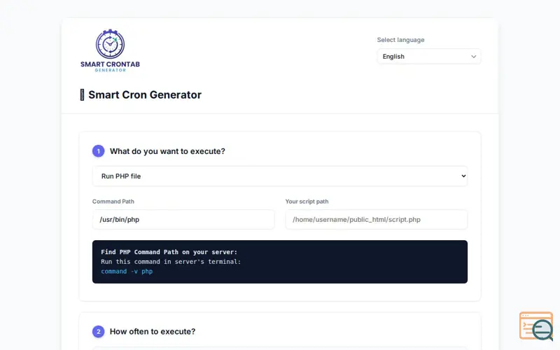 Screenshot of Smart Cron Generator | Crontab Generator