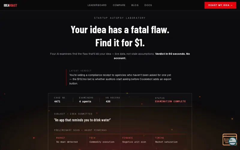 Screenshot of IdeaRoast