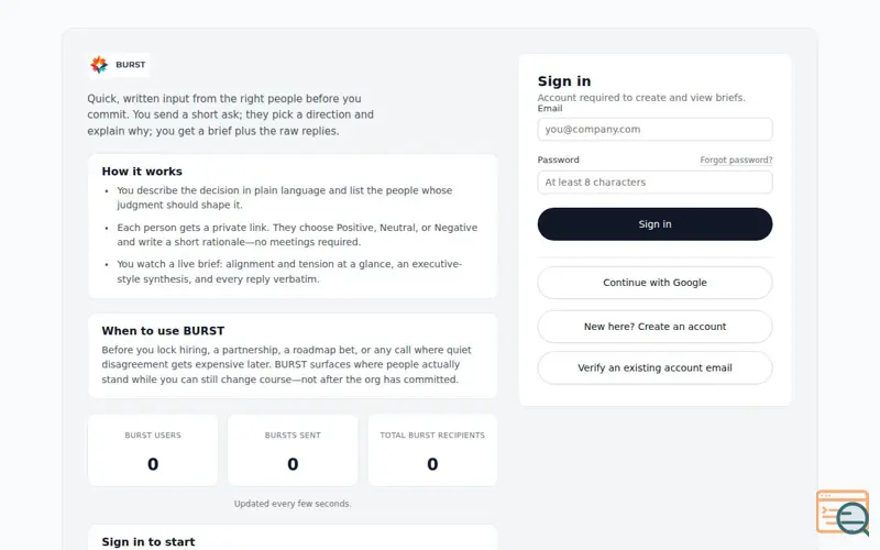 Screenshot of BURST