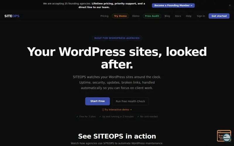 Screenshot of SiteOps