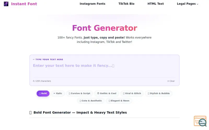 Screenshot of Instant Font