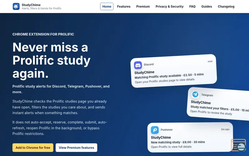 Screenshot of StudyChime
