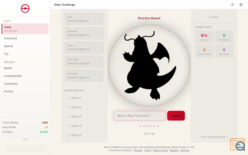 Screenshot of WhosThatMon