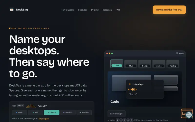 Screenshot of DeskSay