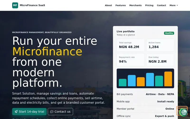 Screenshot of Microfinance Solution