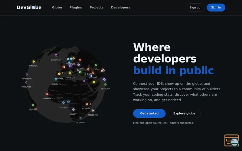 Screenshot of DevGlobe, a launch using GitHub