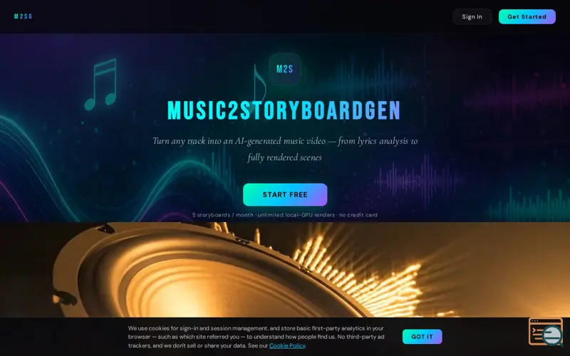 Screenshot of Music2storyboardgen