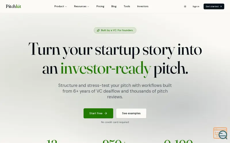 Screenshot of Pitchkit, a launch using Glyphex