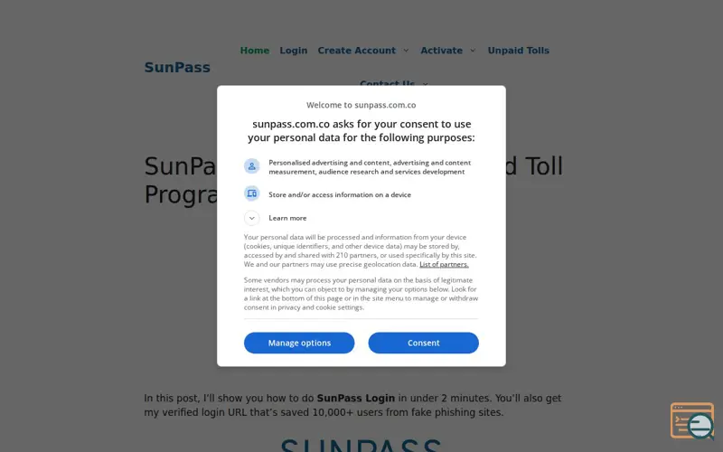 Screenshot of SunPass