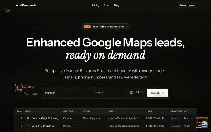 Screenshot of LocalProspects.ai
