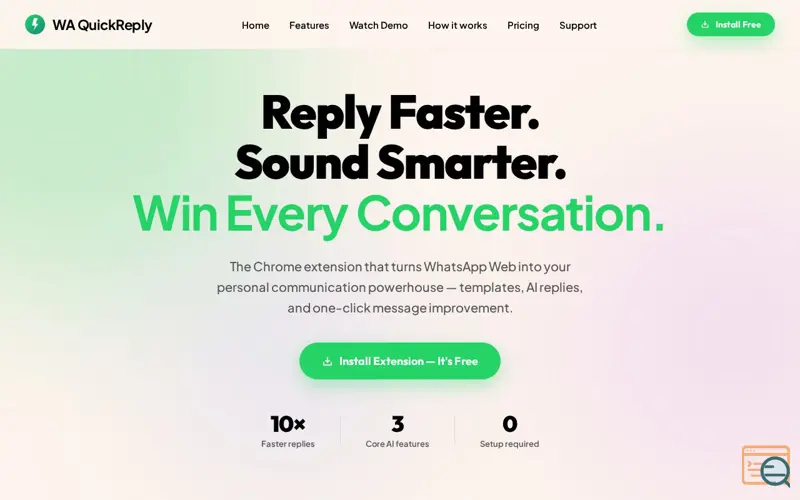 Screenshot of WA QuickReply