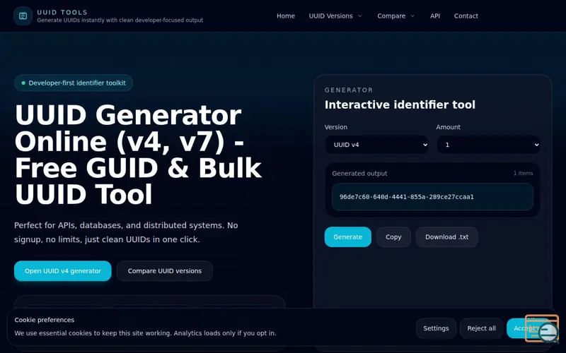 Screenshot of UUID Tools