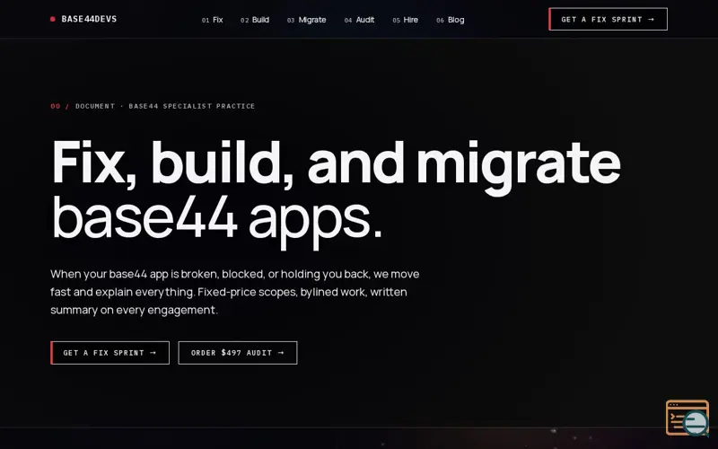 Screenshot of Base44Devs