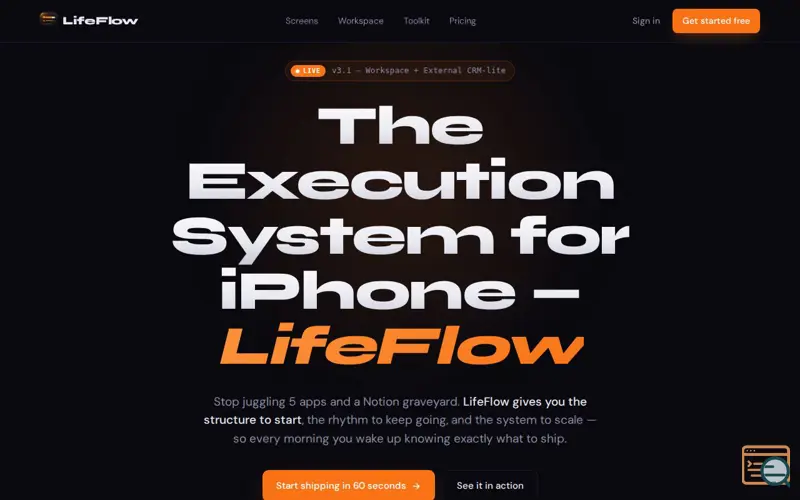 Screenshot of LifeFlow Execution OS