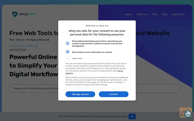 Screenshot of Whoy: Fast, Privacy-First Web Toolkit