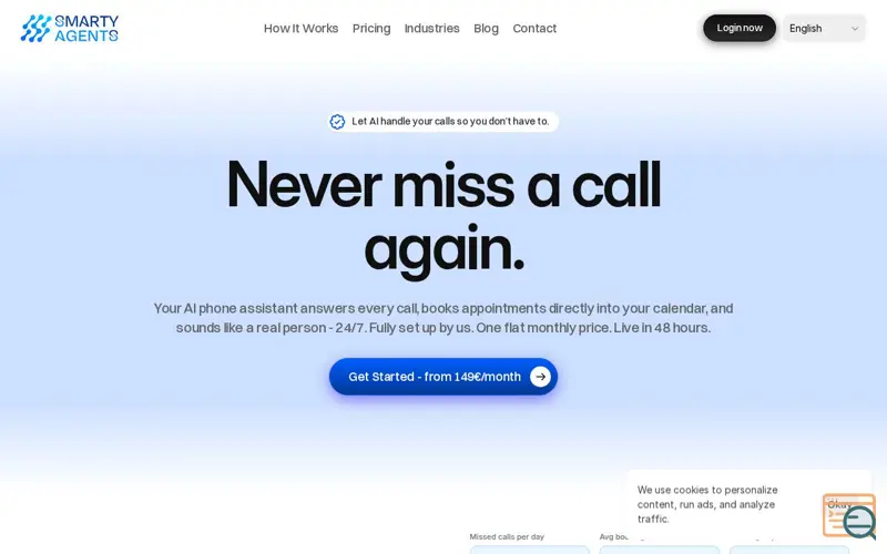 Screenshot of Smarty Agents - AI Phone Agents
